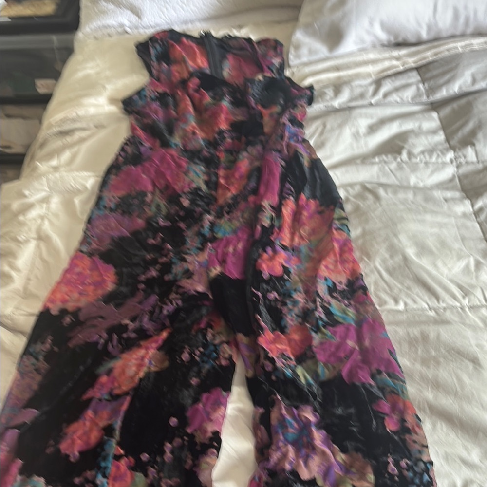 Lulu's Tie-Dye Jumpsuit in Black Pink and Burgundy